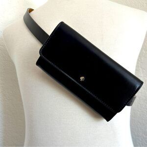 Kate Spade Leather Belt Bag Black Foldover Size S/M & L/XL • NEW WITH TAGS •